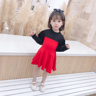 Kéttónusú gyerekruha hosszú ujjal, ovális nyakkivágással