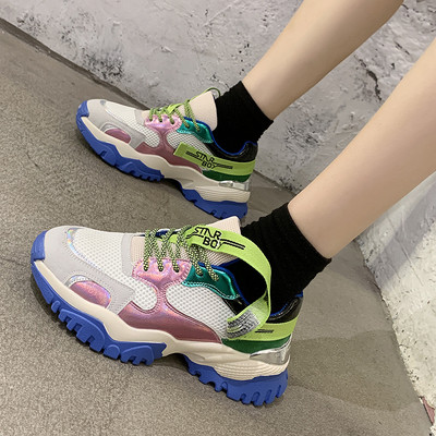 Γυναικεία αθλητικά πάνινα παπούτσια με πολύχρωμα κορδόνια