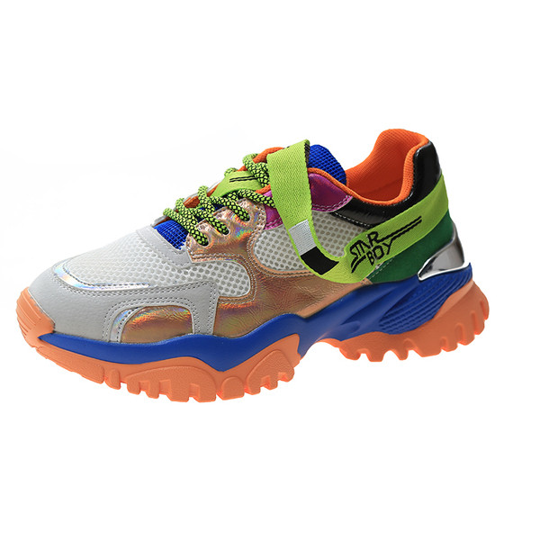 Γυναικεία αθλητικά πάνινα παπούτσια με πολύχρωμα κορδόνια