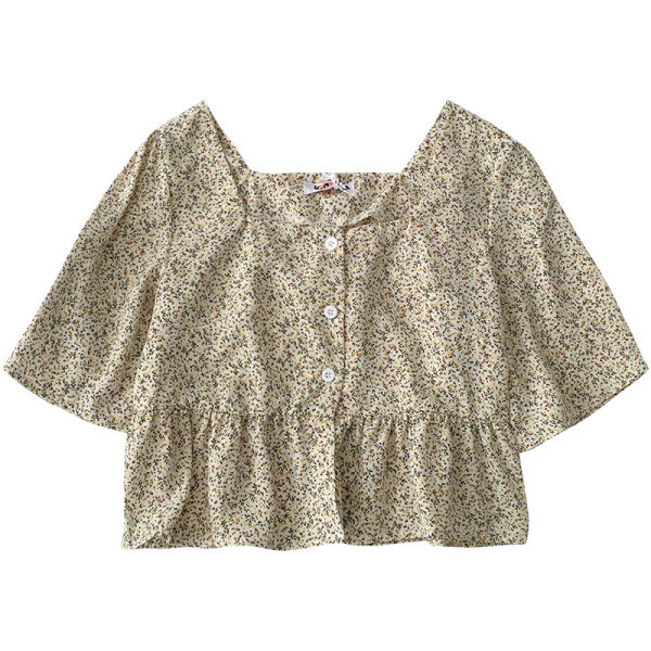 Retro stila sieviešu krekls ar ziedu motīviem un pogām