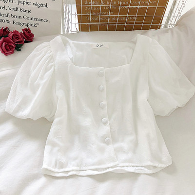 Modern női sifon ing négyzet alakú nyakkivágással