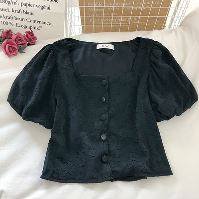 Modern női sifon ing négyzet alakú nyakkivágással