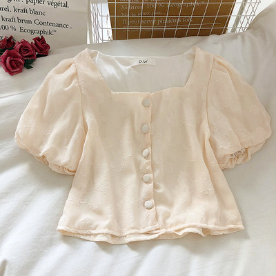 Modern női sifon ing négyzet alakú nyakkivágással