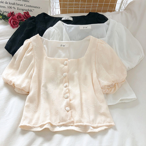 Modern női sifon ing négyzet alakú nyakkivágással