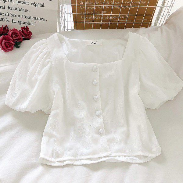 Modern női sifon ing négyzet alakú nyakkivágással