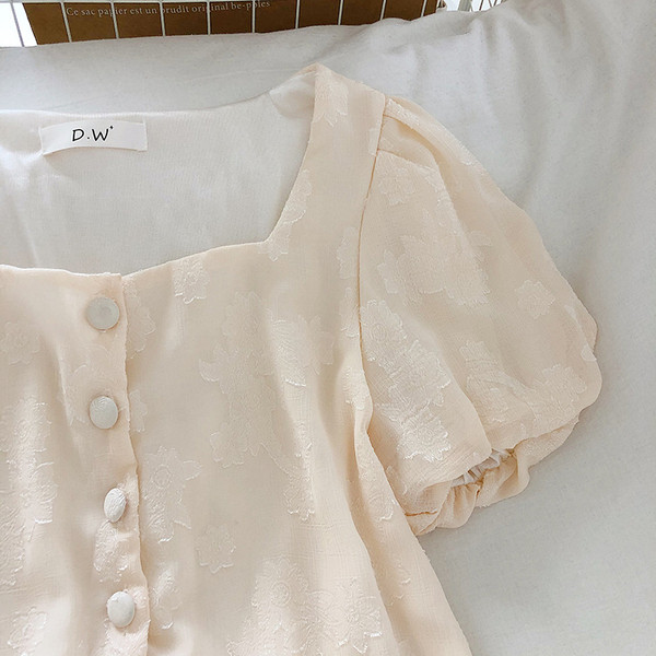 Modern női sifon ing négyzet alakú nyakkivágással