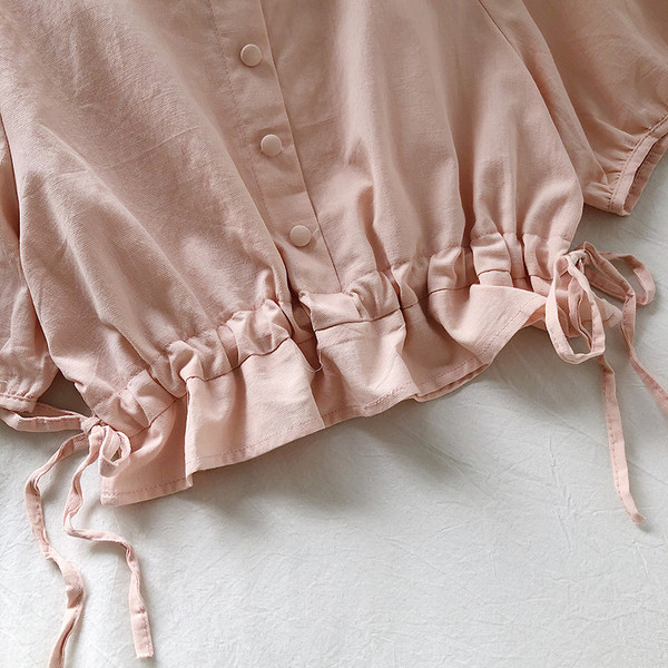 Γυναικείο πουκάμισο ρετρό στυλ με κορδόνια και κουμπιά