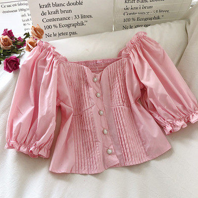 Új modell női ing gombokkal és széles ujjakkal