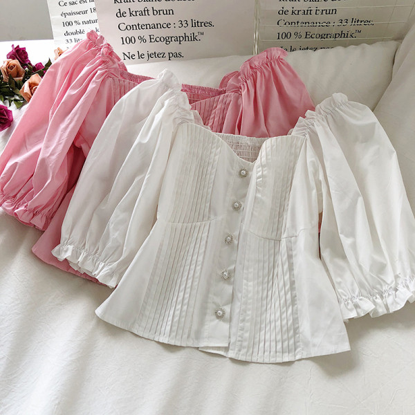 Új modell női ing gombokkal és széles ujjakkal