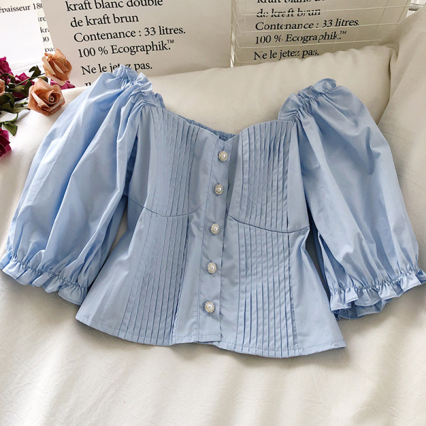 Új modell női ing gombokkal és széles ujjakkal