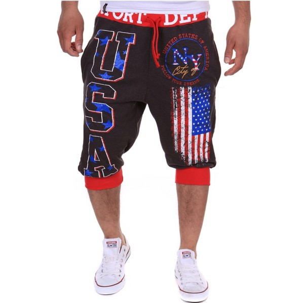 Meeste vabaaja püksid 7/8 pikkust kirjadega