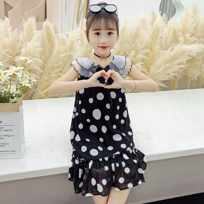 Pöttyös gyerekruha gallérral, szalaggal