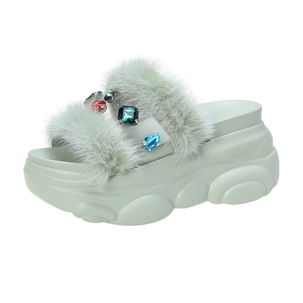 Uued kaasaegsed kõrge talla ja udusulgedega naiste sussid