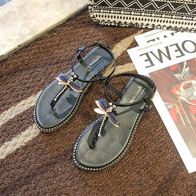 Modern női szandál az orr felett, 3D díszítéssel