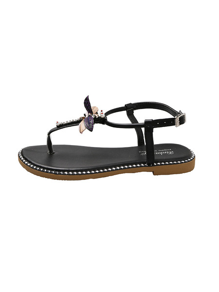 Modern női szandál az orr felett, 3D díszítéssel