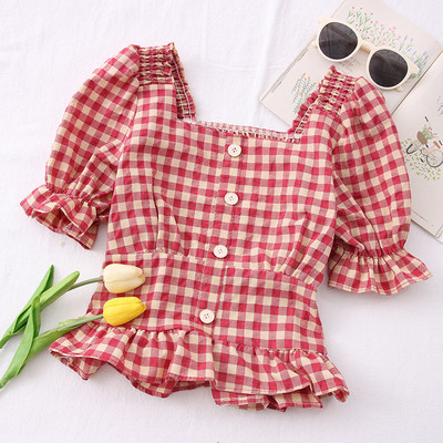 Naiste vabaaja särk kandilise dekoltee ja nööpidega