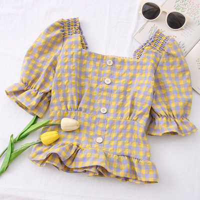 Naiste vabaaja särk kandilise dekoltee ja nööpidega