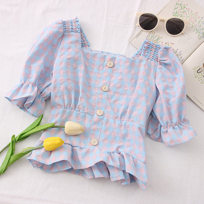 Naiste vabaaja särk kandilise dekoltee ja nööpidega