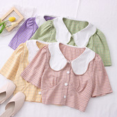 Új modell női rövid ing gombokkal és spitz nyakkivágással