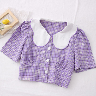 Új modell női rövid ing gombokkal és spitz nyakkivágással