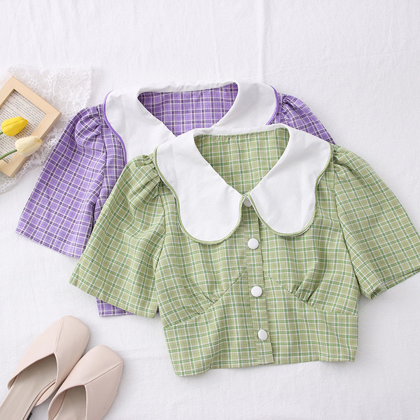 Új modell női rövid ing gombokkal és spitz nyakkivágással