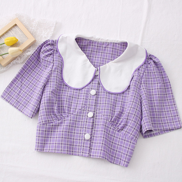 Új modell női rövid ing gombokkal és spitz nyakkivágással