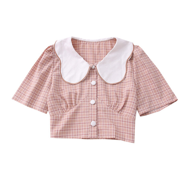 Új modell női rövid ing gombokkal és spitz nyakkivágással