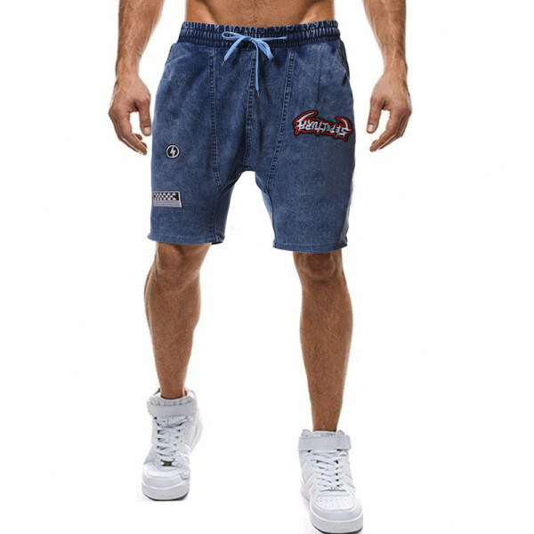 Alkalmi férfi farmer rövidnadrág elasztikus derékkal