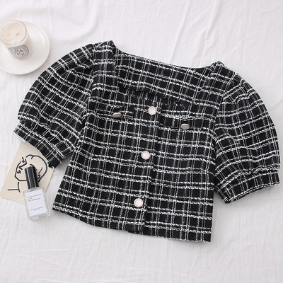 Modern női ing négyzet alakú nyakkivágással és rövid ujjal