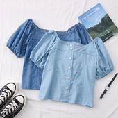 Cămașă de damă în stil retro cu nasturi și mâneci largi