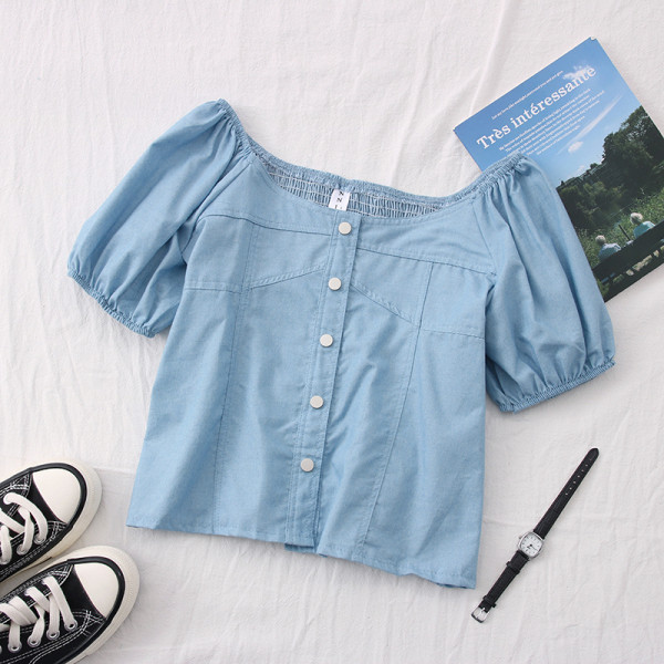 Cămașă de damă în stil retro cu nasturi și mâneci largi