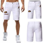 Modern férfi farmer rövidnadrág szakadt motívumokkal