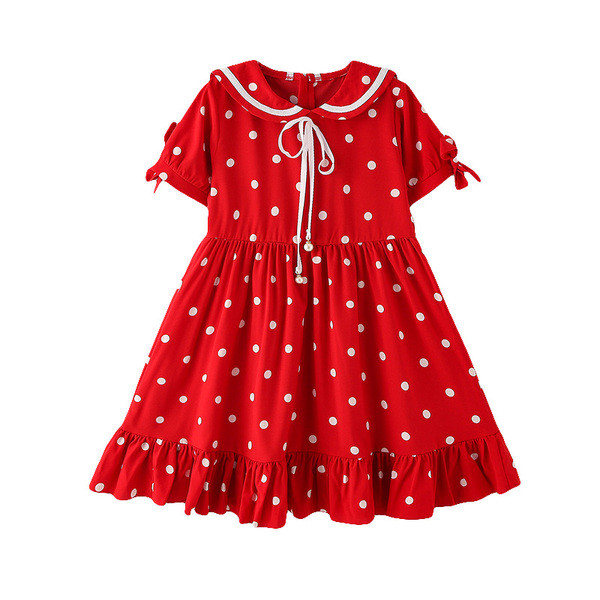 Piros pöttyös gyerekruha szalagokkal