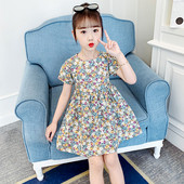 Nyári gyerekruha rövid ujjú, virágmintás