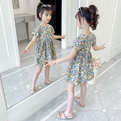 Nyári gyerekruha rövid ujjú, virágmintás