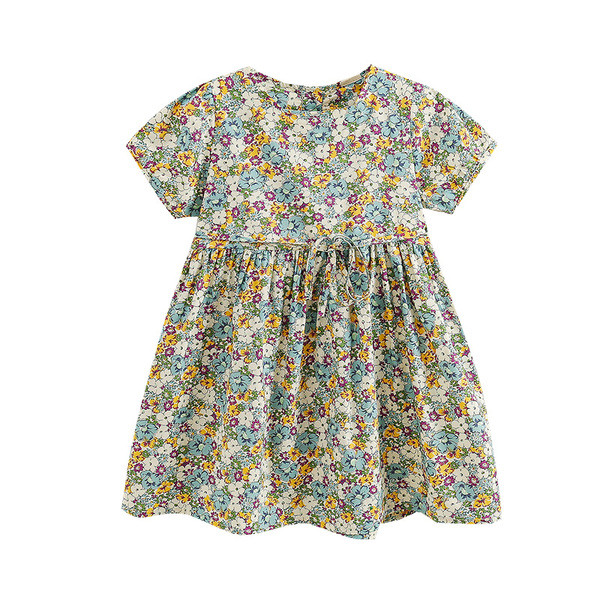 Nyári gyerekruha rövid ujjú, virágmintás