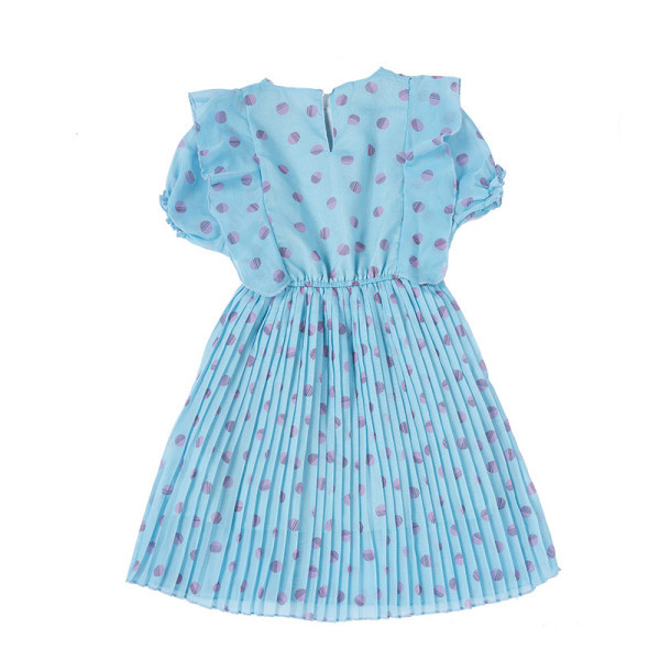Moderna bērnu vasaras kleita ar apdruku un ovālu kakla izgriezumu