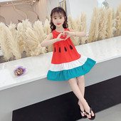 Ovaalse kaelusega laste suvine kleit