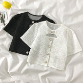 Új modell női ing kerek nyakkivágással és rövid ujjal