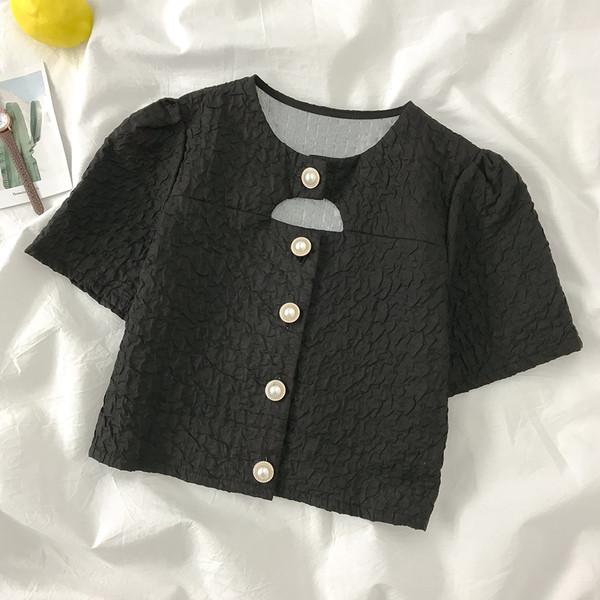 Új modell női ing kerek nyakkivágással és rövid ujjal