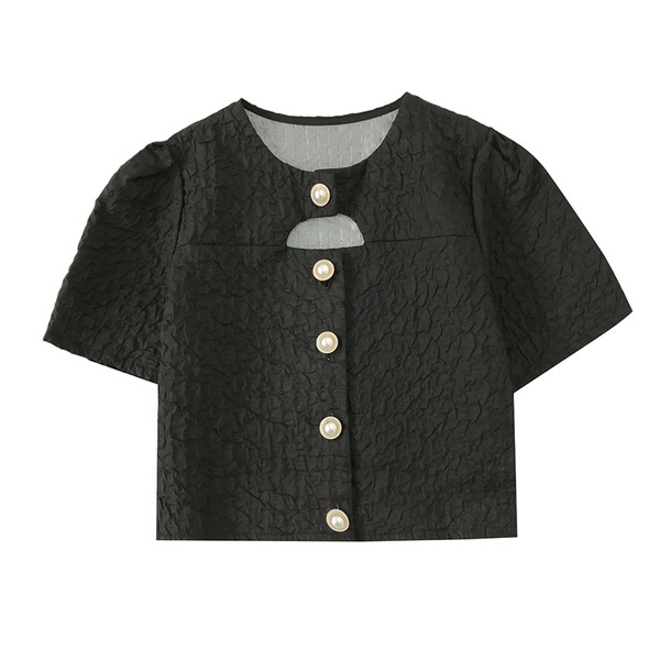 Új modell női ing kerek nyakkivágással és rövid ujjal