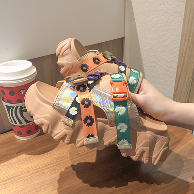 Új modell színes női papucs durva talppal