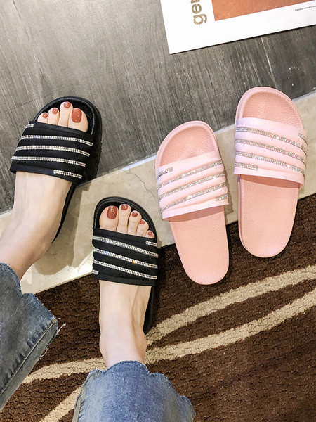 Női hétköznapi papucs lapos talppal és kövekkel