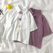 Női ing széles modell zsebbel és rövid ujjú