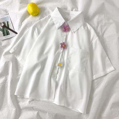 Női ing széles modell zsebbel és rövid ujjú