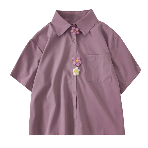 Női ing széles modell zsebbel és rövid ujjú