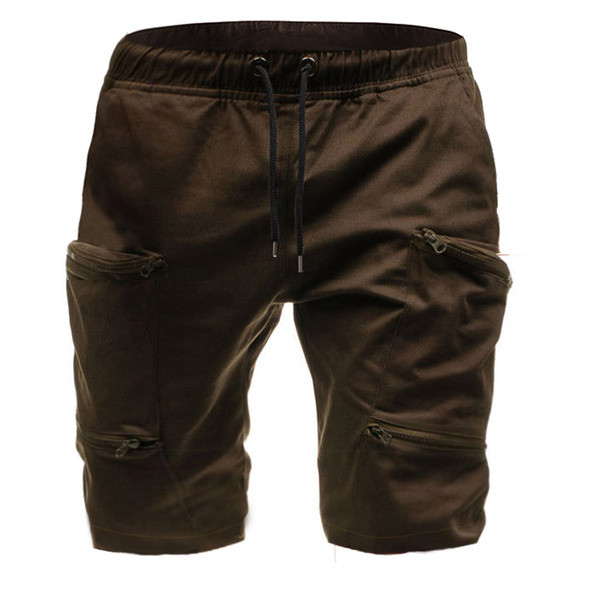 Vīriešu aktuālās bikses 3/4 garumā ar sānu kabatām un rāvējslēdzēju