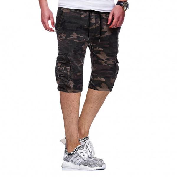 Férfi alkalmi terepszínű rövidnadrág fűzős