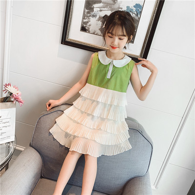 Rochie pentru copii bicolor cu decolteu oval