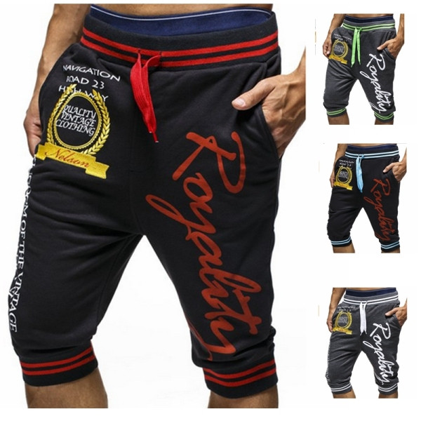 Meeste vabaaja püksid pikkusega 7/8 kirjadega